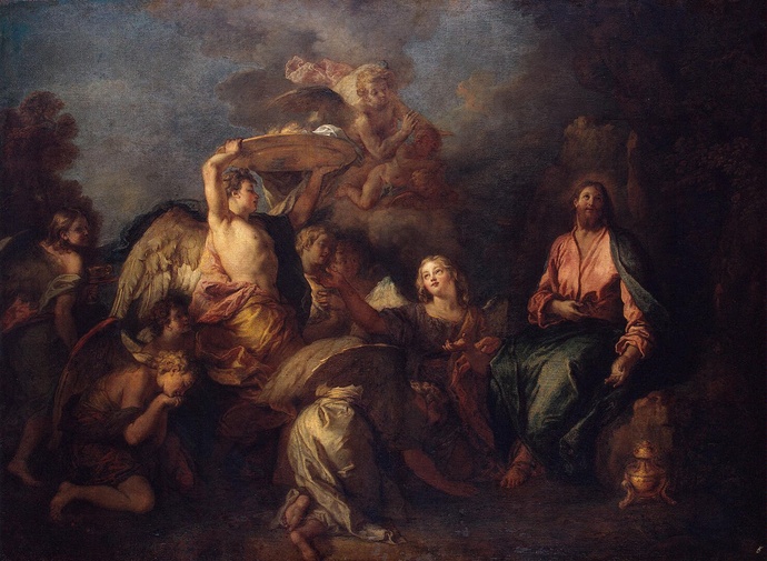 Лафосс, Шарль де - Христос в пустыне, окруженный ангелами