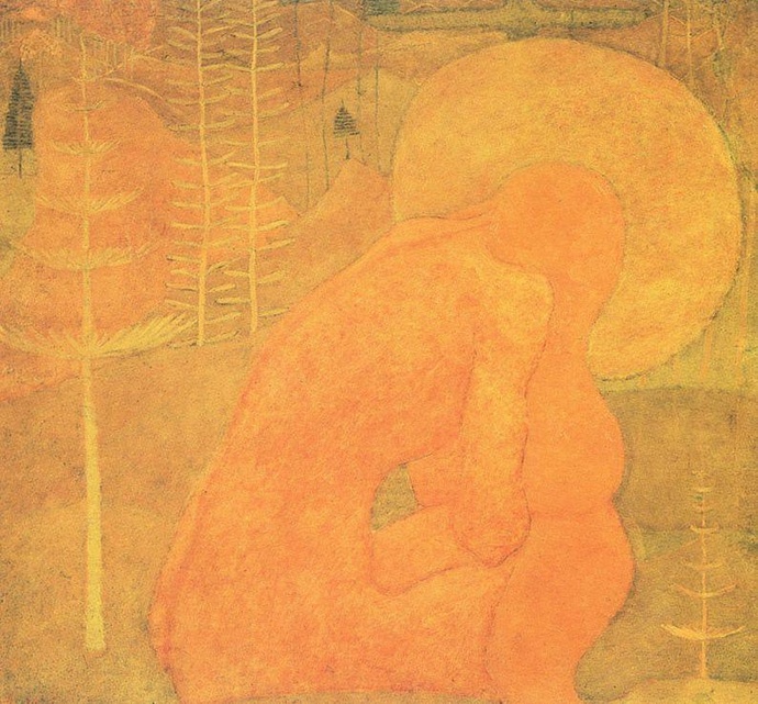 Эскиз фресковой живописи. Молитва. 1907