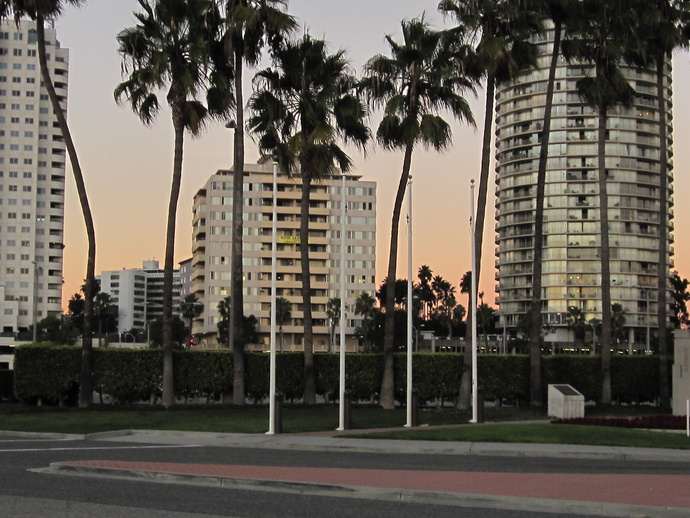 Long BEach , CA USA . View from the Pacific Ocean