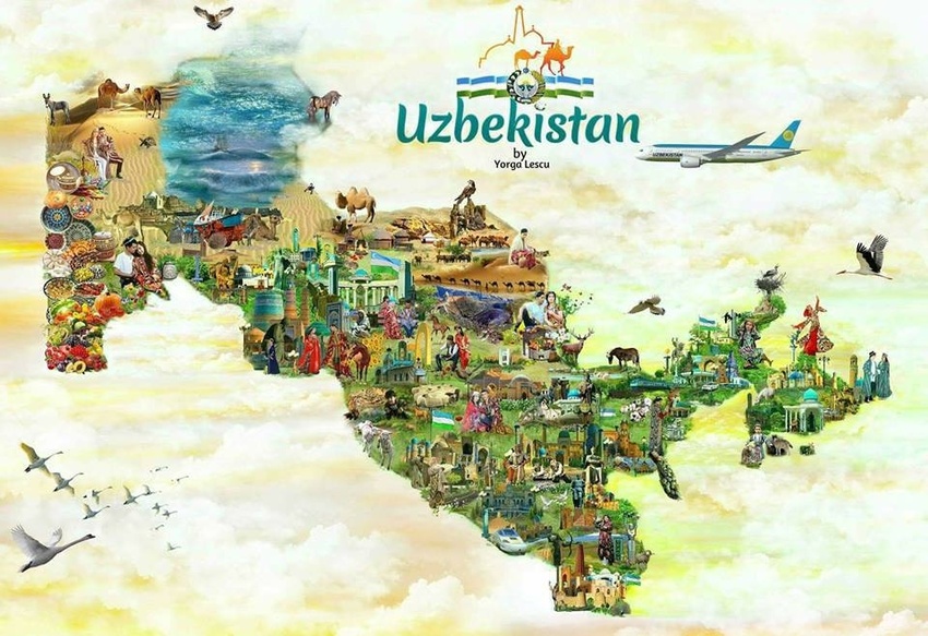 Карта туристическая узбекистан